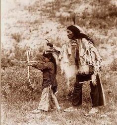 Native American Quivers - Children Being Taught Archery